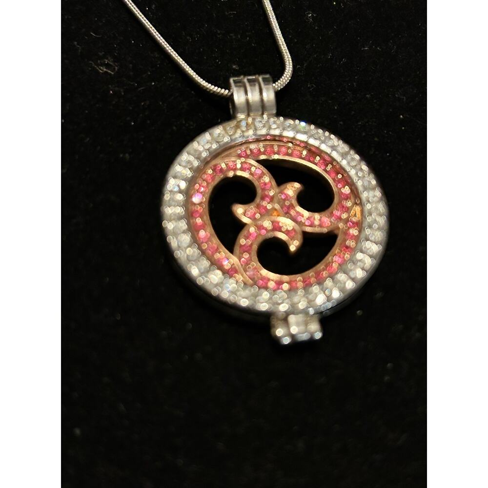 Ganz Stainless Steel Aroma Locket Necklace Spinning Om Symbol Rose Gold 31" - Picture 4 of 7
